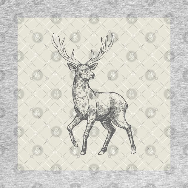 plaid with wild deer/stag by Love My..